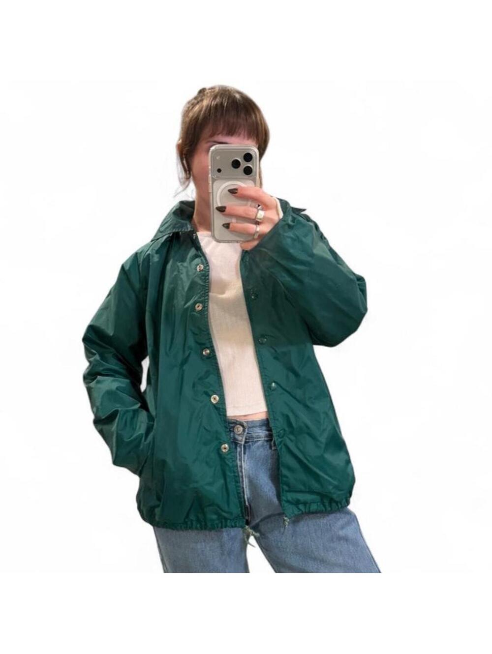 Vintage 80s Amerex Green Nylon Coach Jacket